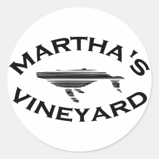 Martha's Vineyard "Whale" Design. Ronde Sticker (Voorkant)