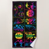 MarthaVineyard kleurrijk zeeleven badhanddoek (Voorkant)
