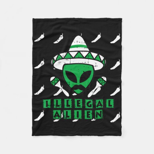Martiaanse illegale alien Mexicaanse Area-51 Grapp Fleece Deken (Voorkant)