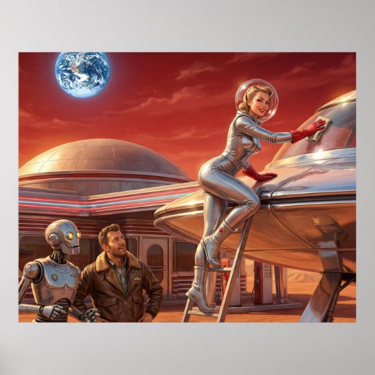 Martiaanse Pitstop – Toekomst uit de jaren 50 Poster (Voorkant)
