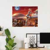 Martiaanse Pitstop – Toekomst uit de jaren 50 Poster (Thuiskantoor)