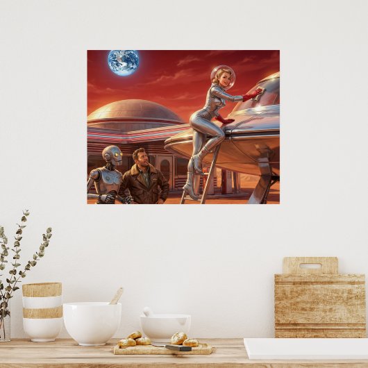 Martiaanse Pitstop – Toekomst uit de jaren 50 Poster (Keuken)