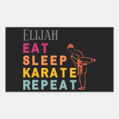 Martial Art Black Karate Silhouette Modern Name Rechthoekige Sticker (Voorkant)