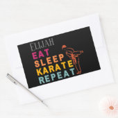 Martial Art Black Karate Silhouette Modern Name Rechthoekige Sticker (Envelop)