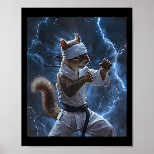 Martial Art Eekhoorn Dragen Karate Gi Lightning A Poster (Voorkant)