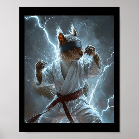 Martial Art Eekhoorn Dragen Karate Gi Lightning A Poster (Voorkant)