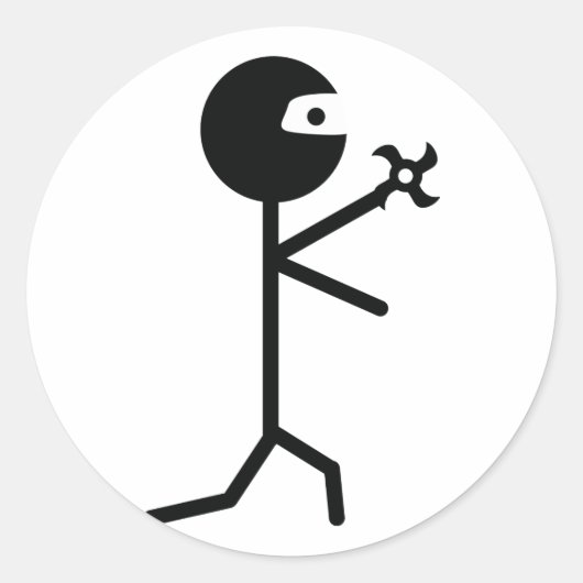 Martial Art Zwart Ninja Star Shiruken Ronde Sticker (Voorkant)