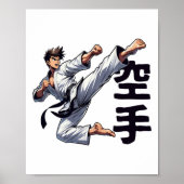 Martial Artist Mid-kick Martial Arts Karate Dojo K Poster (Voorkant)