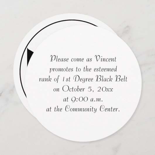 Martial Arts 1e Graad Black Belt Test Uitnodiging (Voorkant / Achterkant)
