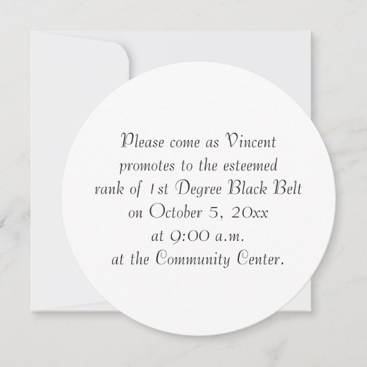 Martial Arts 1e Graad Black Belt Test Uitnodiging (Voorkant)