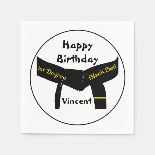 Martial Arts 1e graads Black Belt Verjaardag Servetten (Voorkant)