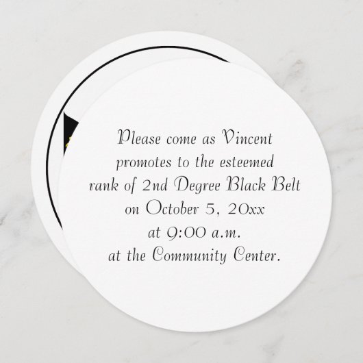 Martial Arts 2e Graad Black Belt Test Uitnodiging (Voorkant / Achterkant)