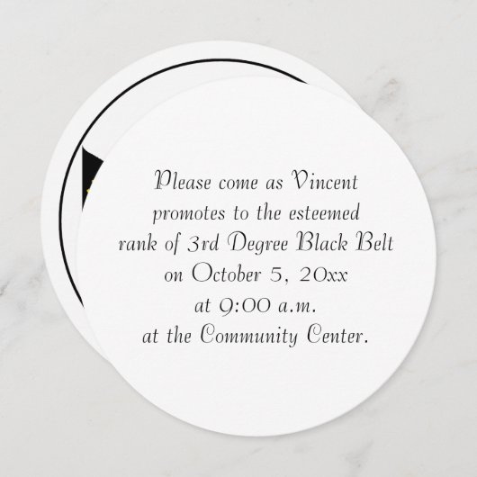 Martial Arts 3e Graad Black Belt Test Uitnodiging (Voorkant / Achterkant)