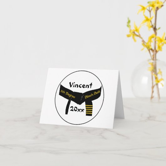 Martial Arts 5th Grage Black Belt Kaart (Gele Bloem)