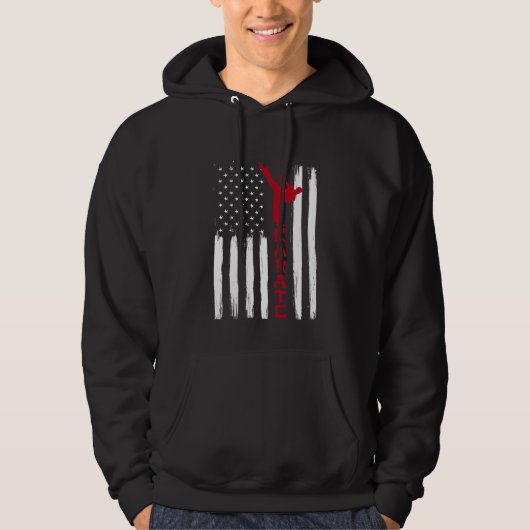 Martial Arts American Flag US Karate Fighter Hoodie (Voorkant)