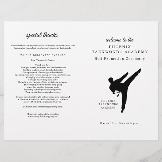 Martial Arts Belt Ceremony Program Flyer (Voorkant)