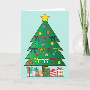 Martial Arts Belts Christmas Holiday Tree Feestdagen Kaart