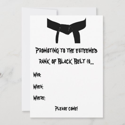 Martial Arts Black Belt Exam Rood Geel Uitnodiging (Voorkant)