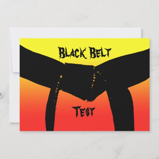 Martial Arts Black Belt Exam Rood Geel Uitnodiging (Achterkant)
