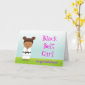 Martial Arts Black Belt Girl Congratulations Card Kaart (Gele Bloem)