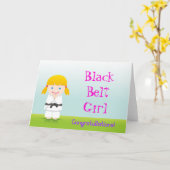 Martial Arts Black Belt Girl Congratulations Card Kaart (Gele Bloem)