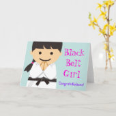 Martial Arts Black Belt Girl Smile Card Kaart (Gele Bloem)