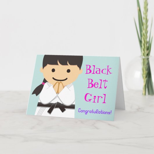 Martial Arts Black Belt Girl Smile Card Kaart (Voorkant)