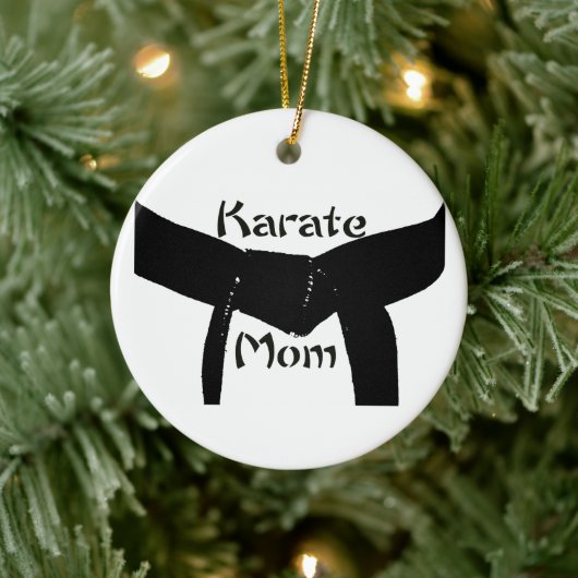 Martial Arts Black Belt Karate mam Keramisch Ornament (Boom)