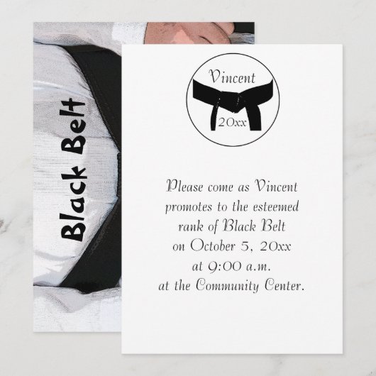 Martial Arts Black Belt Promotie Test Uitnodiging (Voorkant / Achterkant)