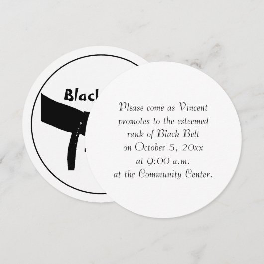 Martial Arts Black Belt Promotie Test Uitnodiging (Voorkant / Achterkant)