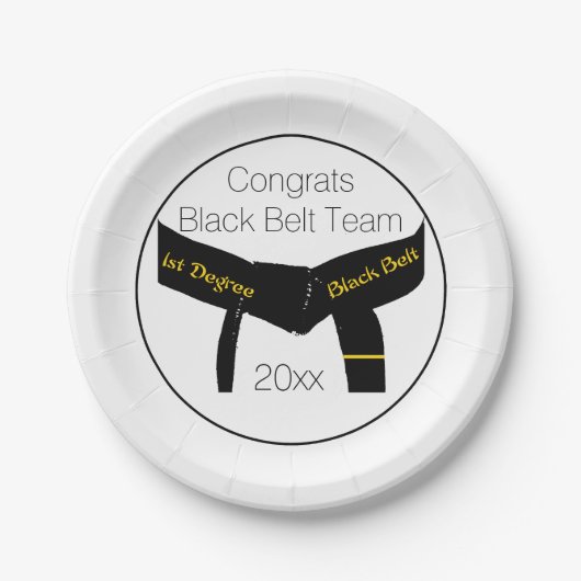 Martial Arts Black Belt Test Party Gefeliciteerd Papieren Bordje (Voorkant)