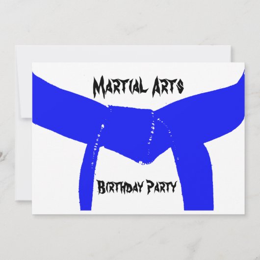 Martial Arts Blue Belt Verjaardagsfeest Uitnodigin Kaart (Achterkant)