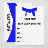 Martial Arts Blue Belt Verjaardagsfeest Uitnodigin Kaart (Voorkant / Achterkant)