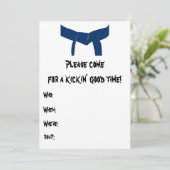 Martial Arts Blue Belt Verjaardagsfeest Uitnodigin Kaart (Staand voorkant)