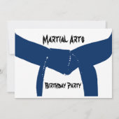 Martial Arts Blue Belt Verjaardagsfeest Uitnodigin Kaart (Achterkant)