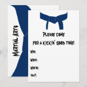 Martial Arts Blue Belt Verjaardagsfeest Uitnodigin Kaart (Voorkant / Achterkant)