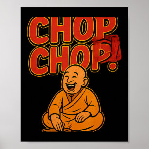 Martial Arts Boksen Humor Chop Chop Cartoon Priest Poster