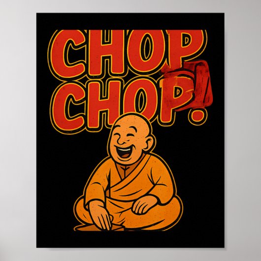 Martial Arts Boksen Humor Chop Chop Cartoon Priest Poster (Voorkant)