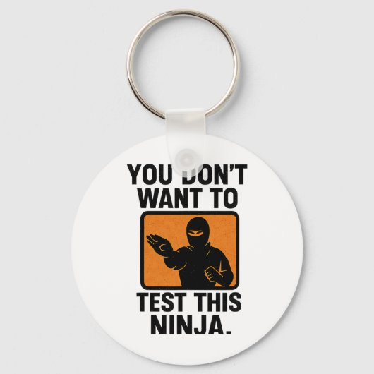 Martial Arts Boxing Ninja Danger Stencil Graphic Sleutelhanger (Voorkant)