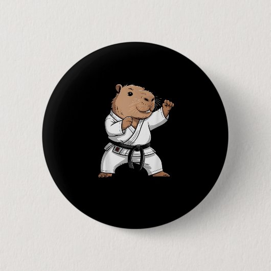 Martial Arts Capybara Funny Karate Taekwondo Jiu J Ronde Button 5,7 Cm (Voorkant)