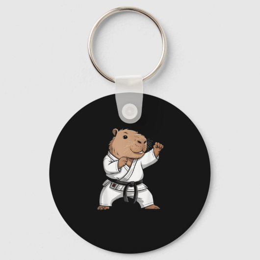 Martial Arts Capybara Funny Karate Taekwondo Jiu J Sleutelhanger (Voorkant)