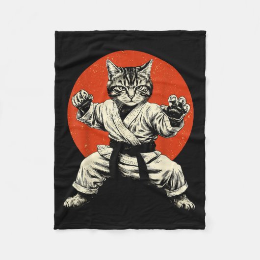 Martial Arts Cat Karate Judo Japanese Flag Funny J Fleece Deken (Voorkant)