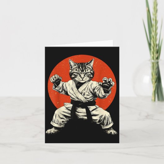 Martial Arts Cat Karate Judo Japanese Flag Funny J Kaart (Voorkant)