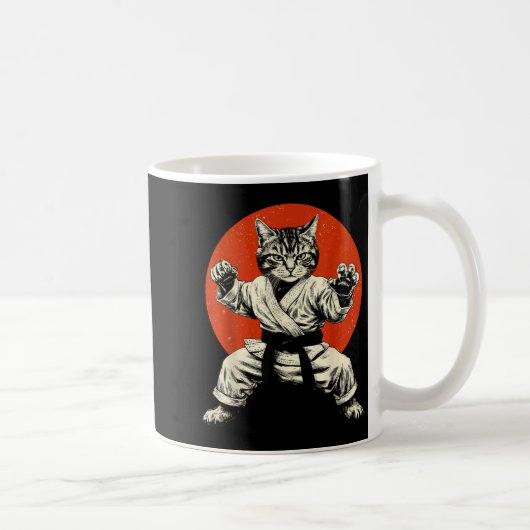 Martial Arts Cat Karate Judo Japanese Flag Funny J Koffiemok (Rechts)