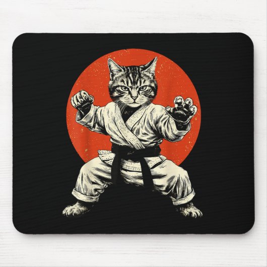 Martial Arts Cat Karate Judo Japanese Flag Funny J Muismat (Voorkant)