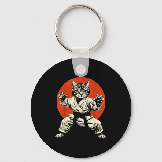 Martial Arts Cat Karate Judo Japanese Flag Funny J Sleutelhanger (Voorkant)