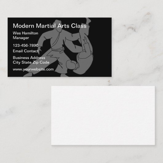 Martial Arts Class Modern Visitekaartje (Voorkant / Achterkant)
