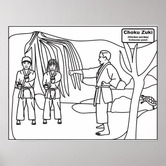 Martial Arts Coloring Poster voor kinderen Choku Z (Voorkant)