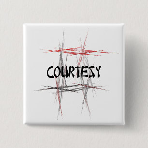 Martial Arts Courtesy Vierkante Button 5,1 Cm