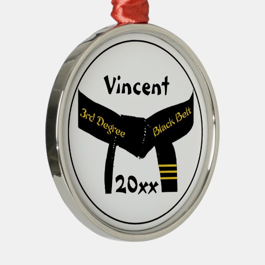 Martial Arts Derdegraads Black Belt Rank Metalen Ornament (Rechts)